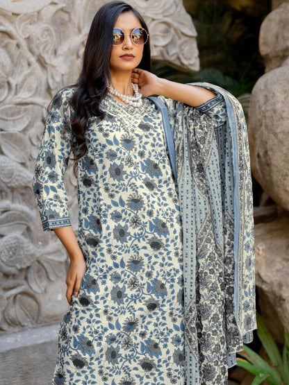 Dhiyona KL Women Blue Pure Cotton Kurta Sets
