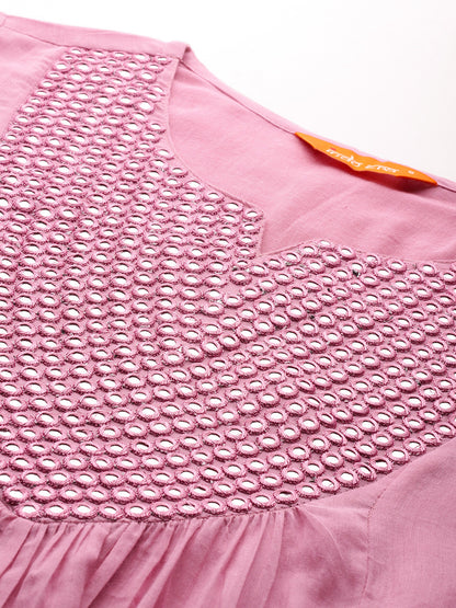 Embroidered Pure Cotton Kurta with Trousers & Dupatta