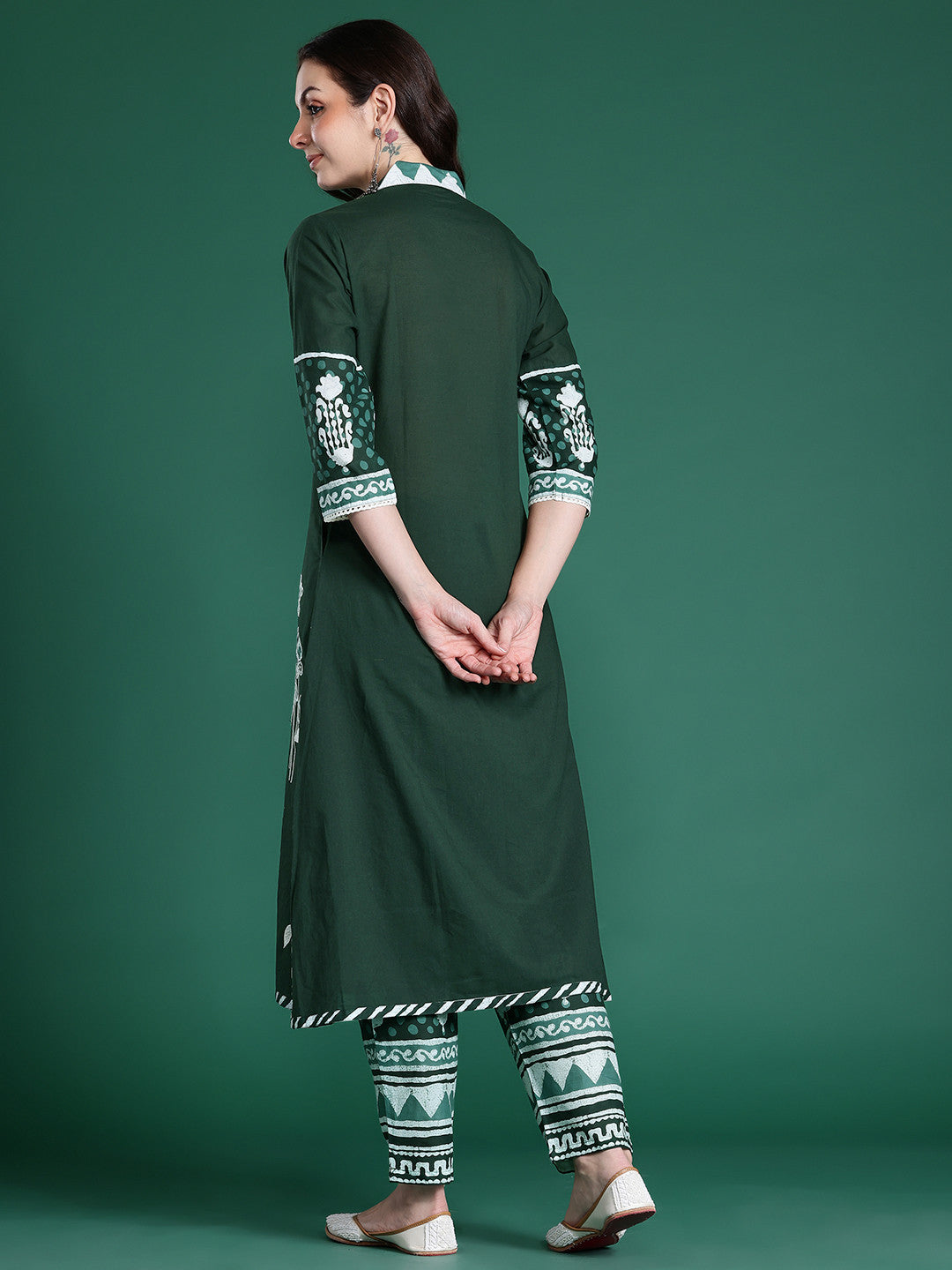 Floral Printed Regular Pure Cotton Kurta with Trousers
