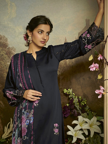 Floral Embroidered Regular Thread Work Kurta with Trousers & Dupatta