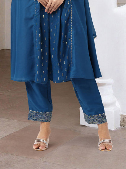 Dhiyona IS Women's Women Ethnic Motifs Printed Pleated Kurta with Trousers