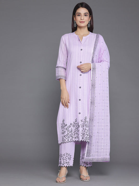 Woven Design Pure Cotton Kurta with Trousers & With Dupatta
