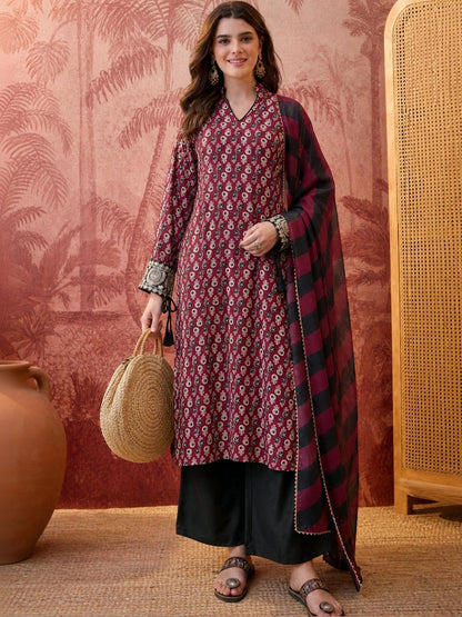 Women Ethnic Motifs Printed Festive Kurta with Palazzos & With Dupatta