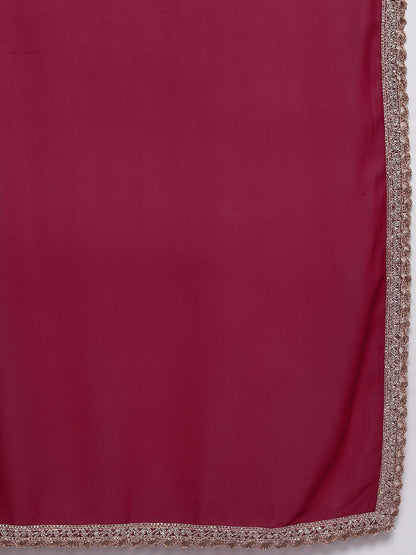 Dhiyona IE Women Floral Embroidered Regular Sequined Kurta with Sharara & Dupatta