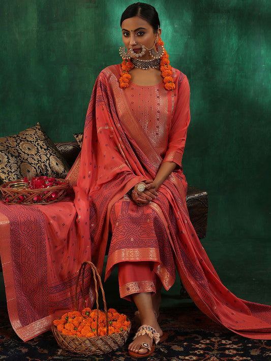 Women Ethnic Motifs Regular Kurta with Trousers & With Dupatta