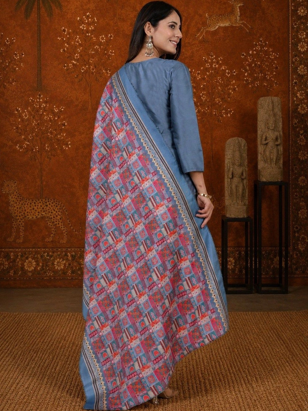 Women Ethnic Motifs Regular Kurta with Trousers & With Dupatta