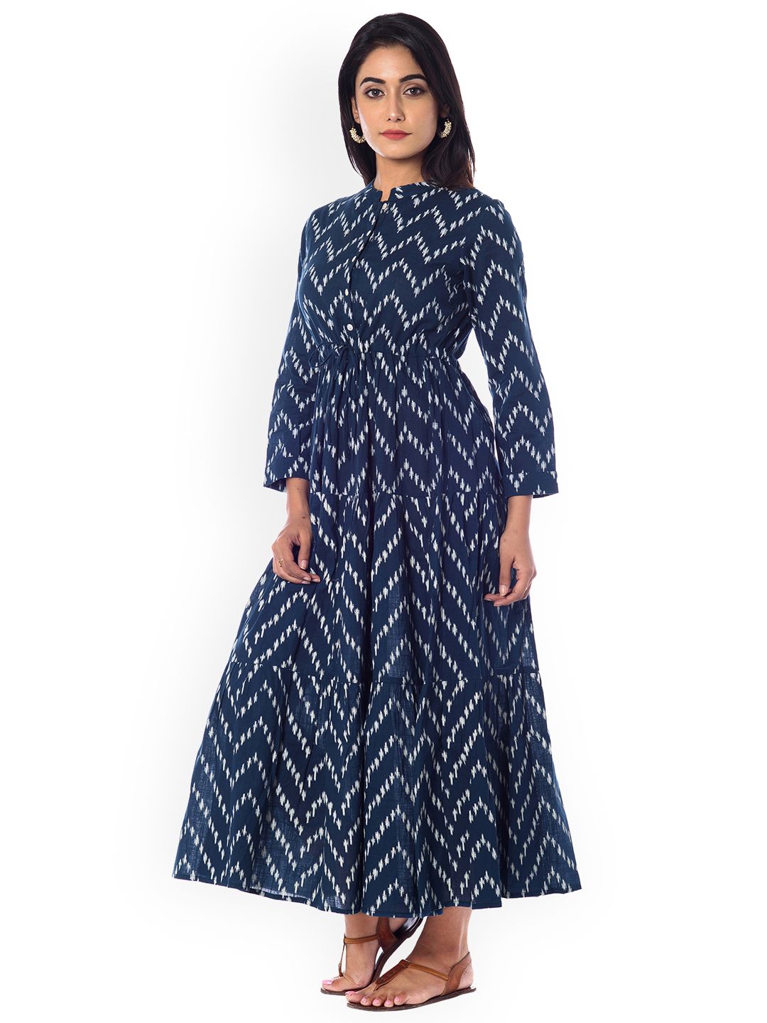 Dhiyona AY Women's Blue Printed Fit and Flare Dress