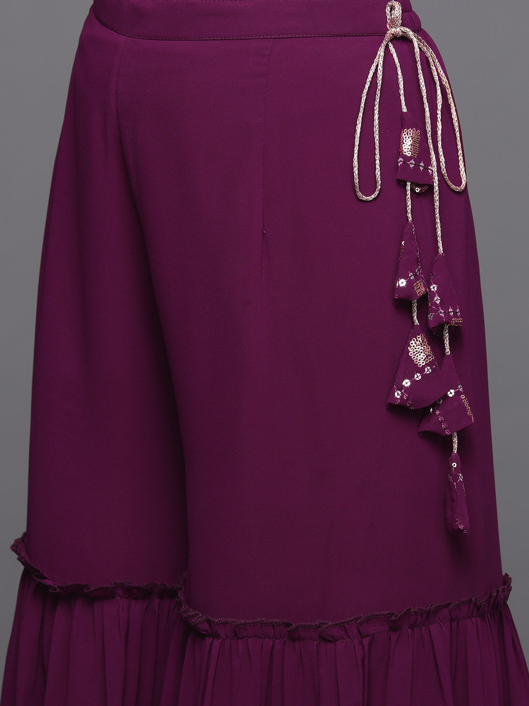 Women Embroidered Regular Sequined Kurta with Sharara & Dupatta