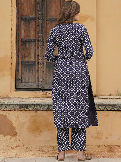 Dhiyona KL Ethnic Motifs Printed Straight Kurta With Trouser & Dupatta