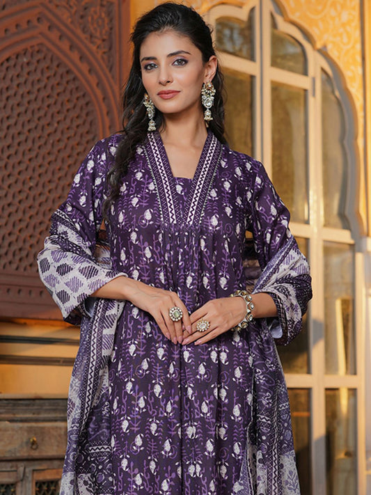 Dhiyona KL Women Paisley Printed Regular Kurta with Palazzos & Dupatta