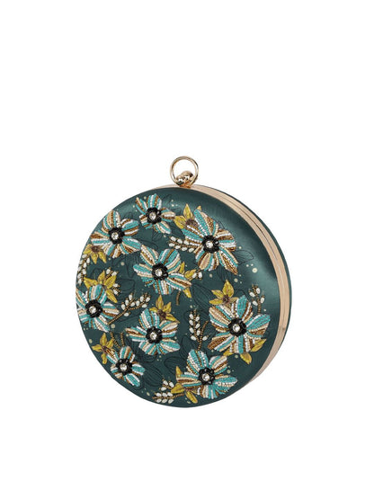 Dhiyona NR Women Embroidered Fabric Box Clutch