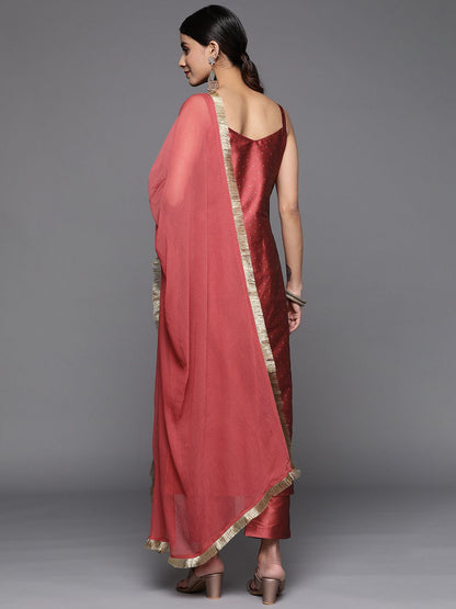 Dhiyona VA Women's Sweetheart Neck Kurta With Trousers & Dupatta