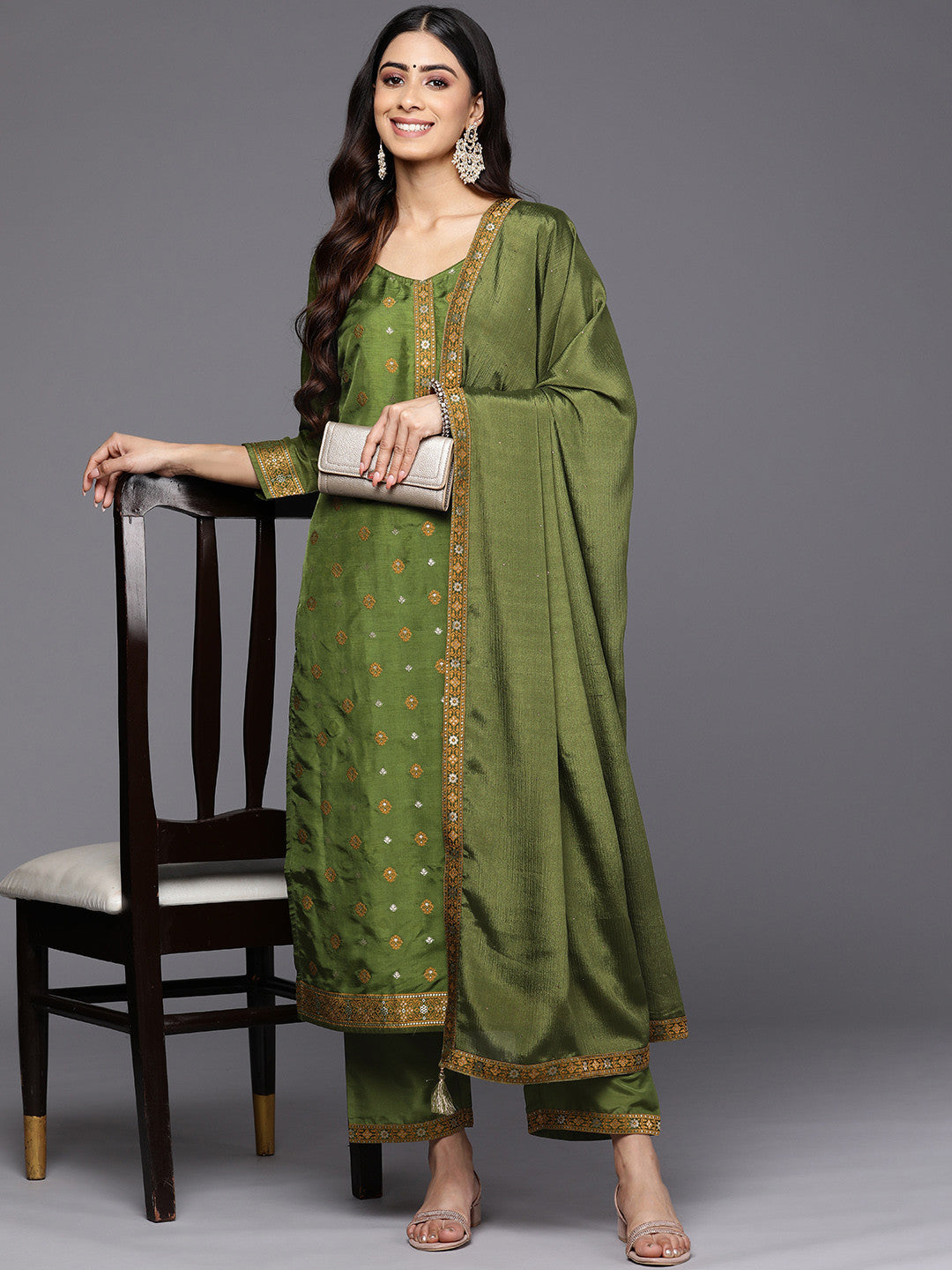 Ethnic Motifs Kurta With Trousers & Dupatta