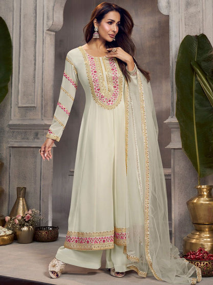 Dhiyona IN Women Floral Embroidered Anarkali Kurta with Palazzo & Dupatta