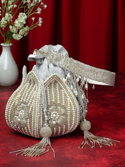 Dhiyona NR Embellished Tasselled Potli Clutch