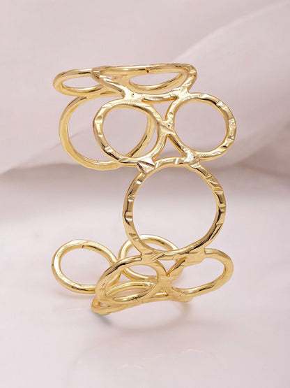 Dhiyona RJ Women's 18K Gold Plated Stylish and Circle Floral Design Cuff Bracelet