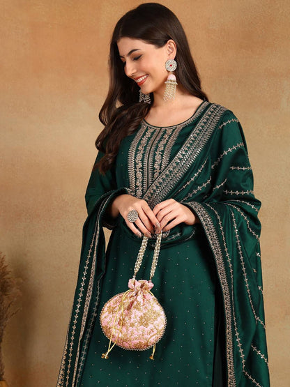 Dhiyona KL Floral Embroidered Regular Republic Day Kurta with Palazzos & With Dupatta