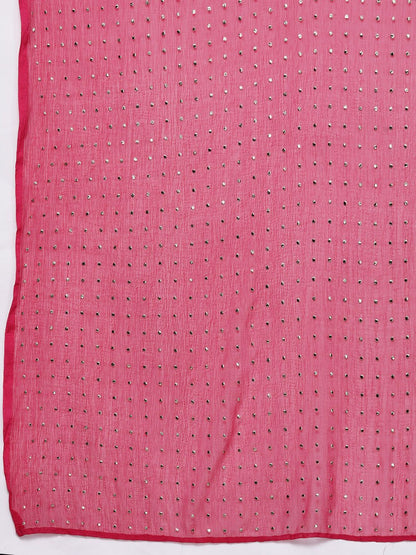 Dhiyona VA Ethnic Motifs Jacquard Kurta with Palazzos & Dupatta