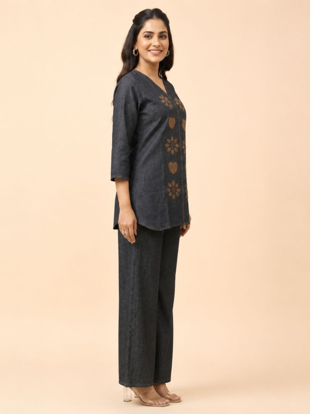 Prisha heart denim co-ord set