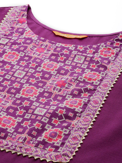 Women Yoke Design Regular Gotta Patti Kurta with Palazzos & With Dupatta