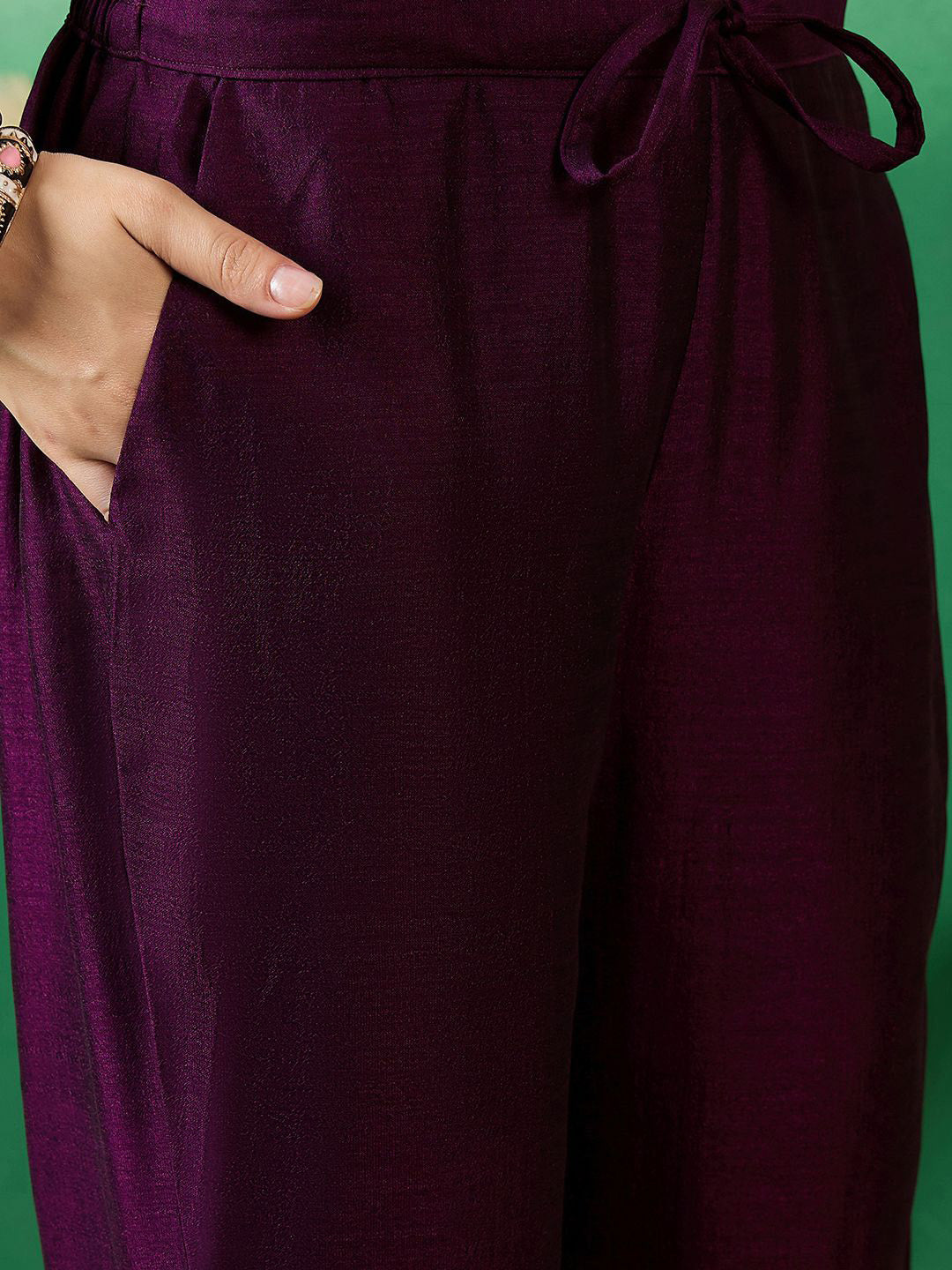 Purple Embroidered Empire Anarkali Kurta With Trousers & Dupatta