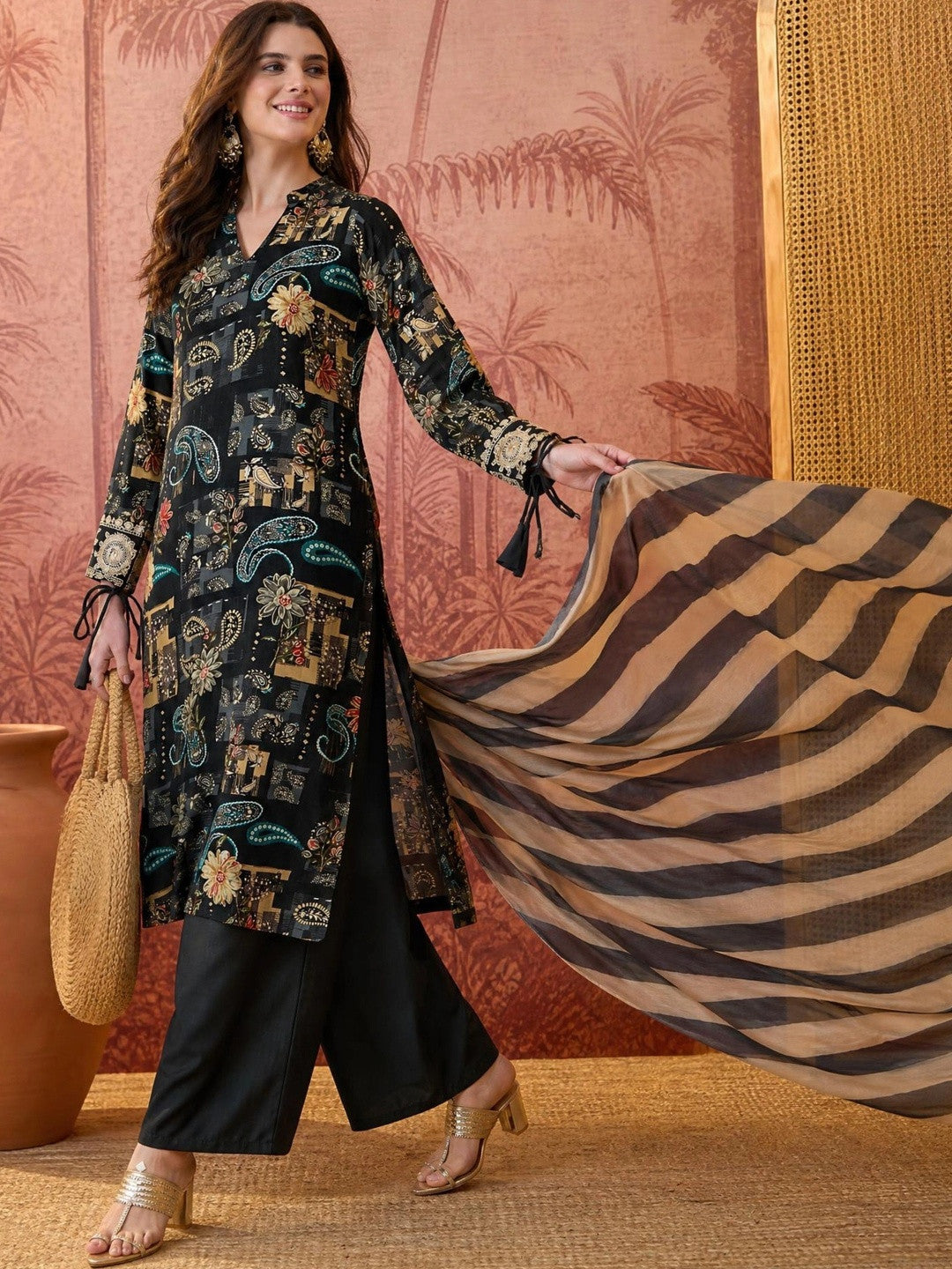 Women Ethnic Motifs Printed Regular Kurta with Palazzos & With Dupatta