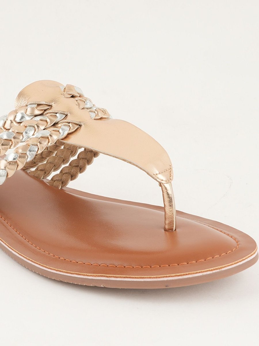 Dhiyona AK Women Woven Design T-Strap Flats
