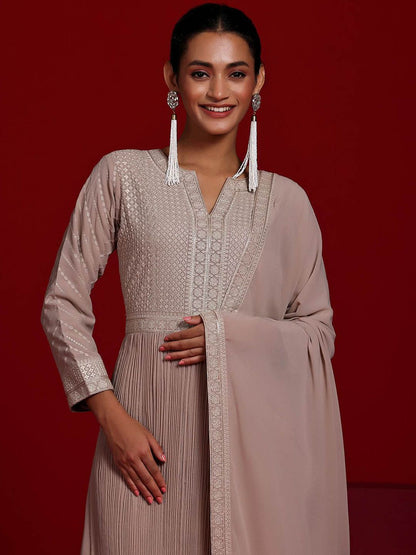 Dhiyona LL Ethnic Motifs Embroidered Regular Sequinned Georgette Kurta & Palazzo & Dupatta
