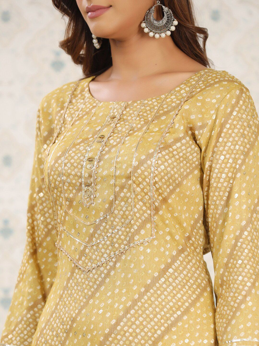 Dhiyona OD  Ethnic Motifs Printed Gotta Patti Straight Kurta