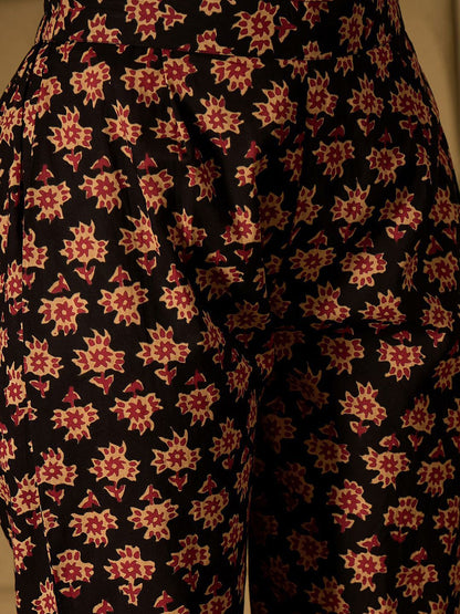 Dhiyona IE Floral Printed Sequinned Pure Cotton Kurta With Trousers & Dupatta