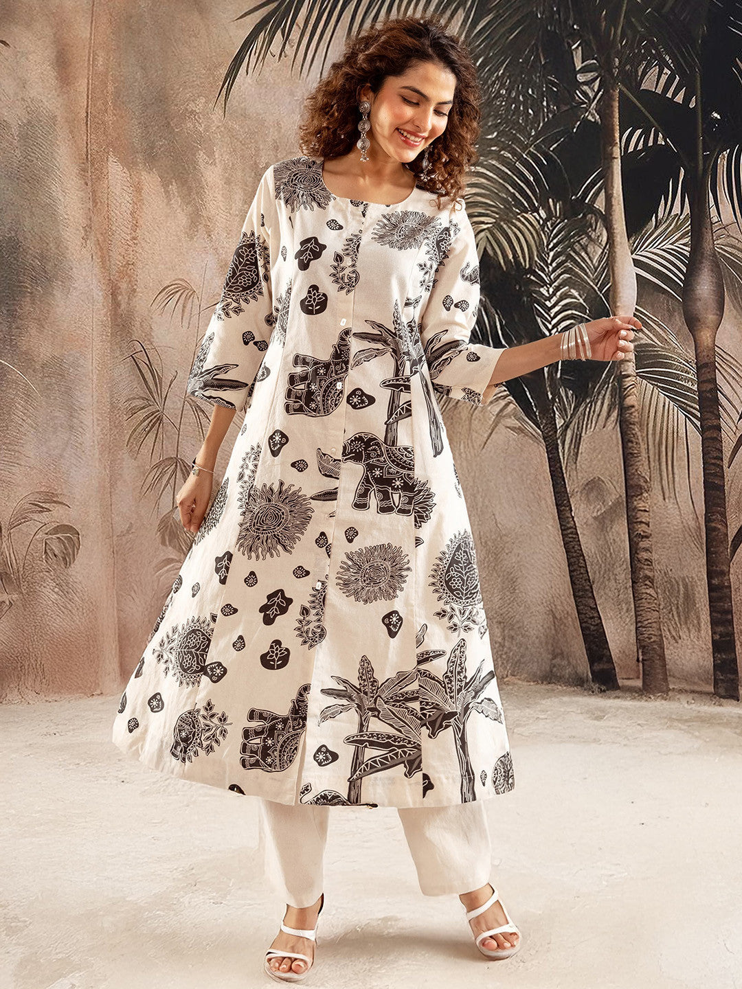 Dhiyona SN Printed Straight Kurta & Trousers