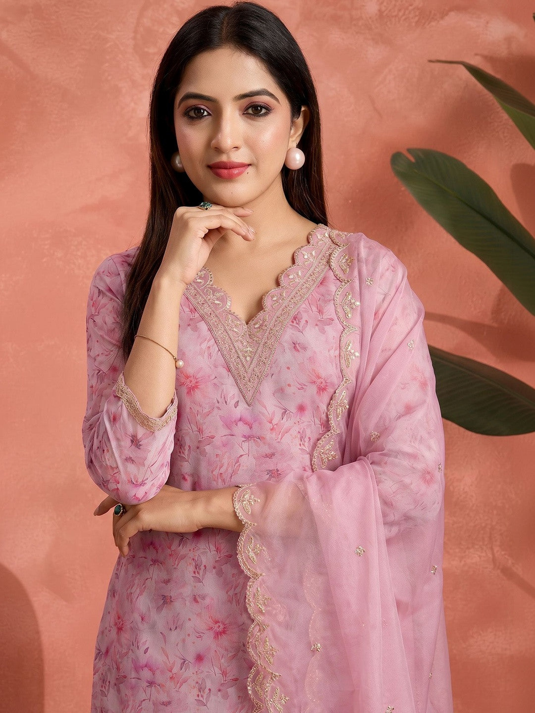 Embroidered Round Neck Kurta Sets