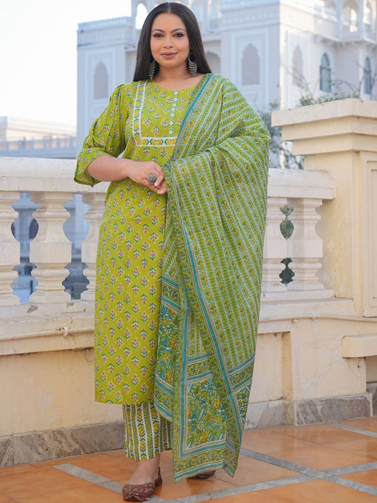 Dhiyona KL Women Floral Printed Regular Kurta with Trousers & With Dupatta