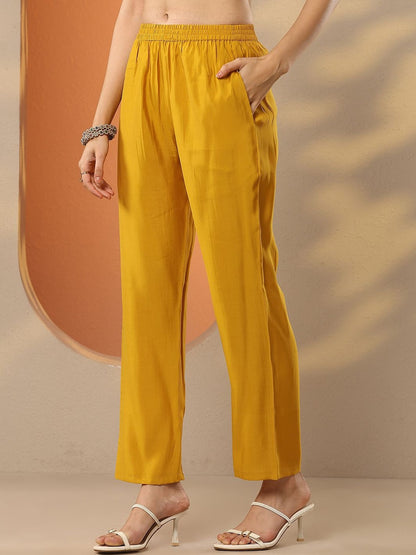 Ethnic Motifs Printed V-Neck Kurta With Trousers & Dupatta