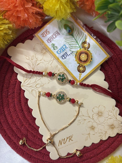 Dhiyona Set Of 2 Ad Drawstring Bhaiya Bhabhi Rakhi With Roli Chawal Chandan Mishri