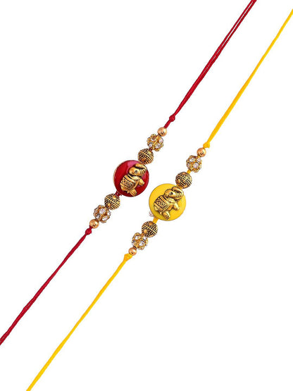 Dhiyona Set of 2 Red Beaded Thread Rakhi