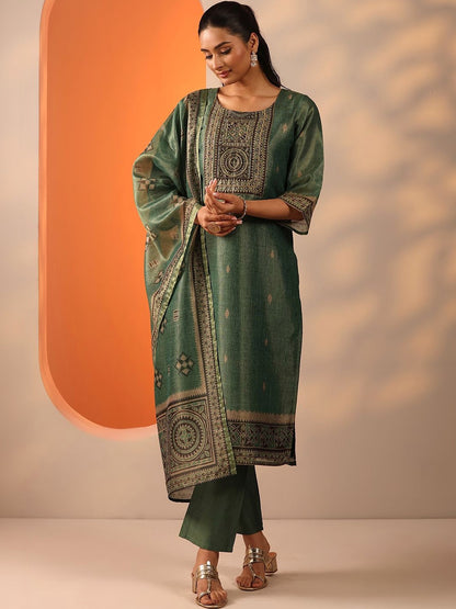 Women Ethnic Motifs Embroidered Regular Thread Work Kurta with Trousers & With Dupatta