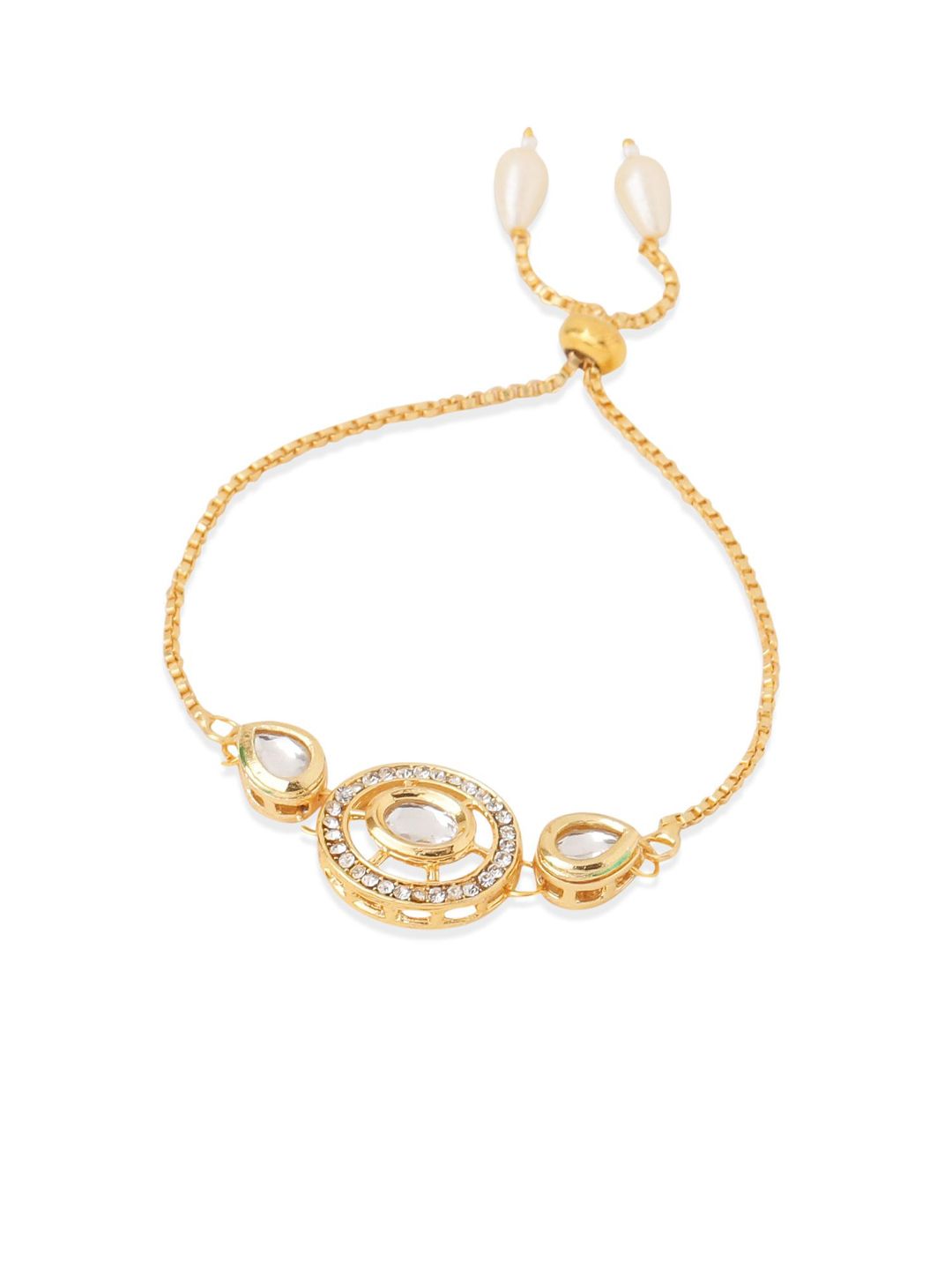 Dhiyona Set Of 2 Gold Toned Kundan Bhaiya Bhabhi Rakhi With Roli Chawal Chandan Mishri