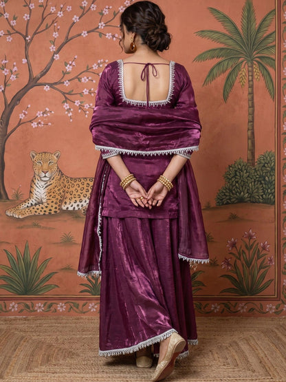 Women Regular Thread Work Kurta with Palazzos & With Dupatta
