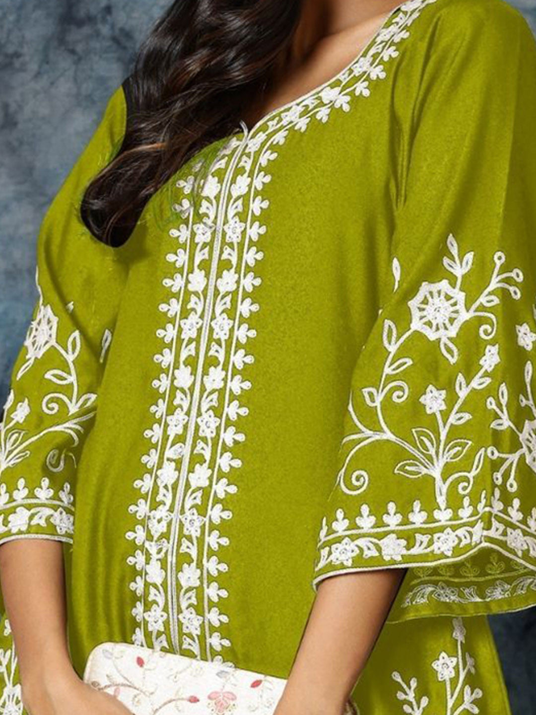 Chikankari Embroidered A-Line Kurta & Palazzos