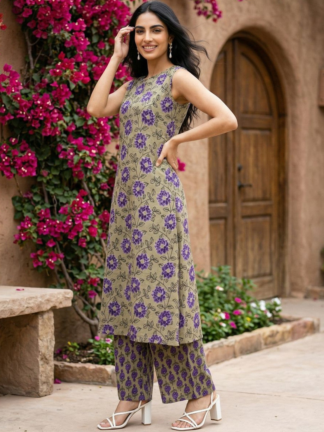 Printed Round Neck Kurta Sets