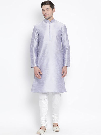 Men's Light Blue Silk Blend Straight Kurta Pyjama Set