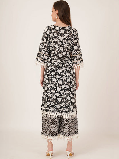Women Floral Printed Regular Pure Cotton Kurta with Palazzos