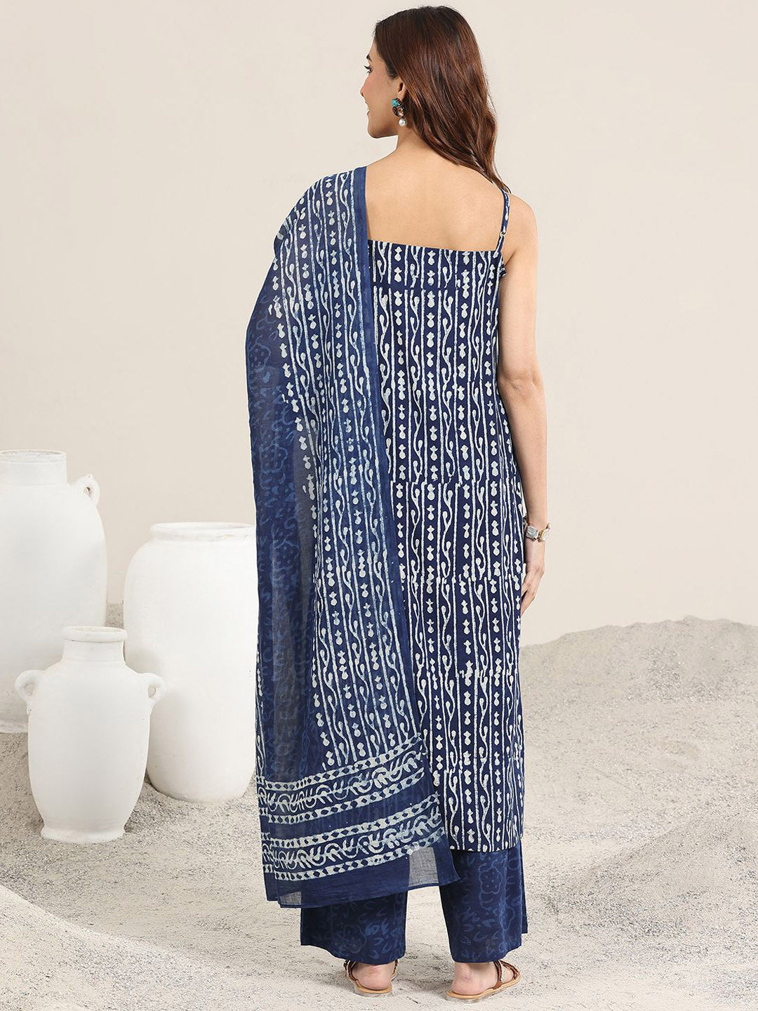 Floral Printed Shoulder Straps Straight Kurta With Palazzos And Dupatta