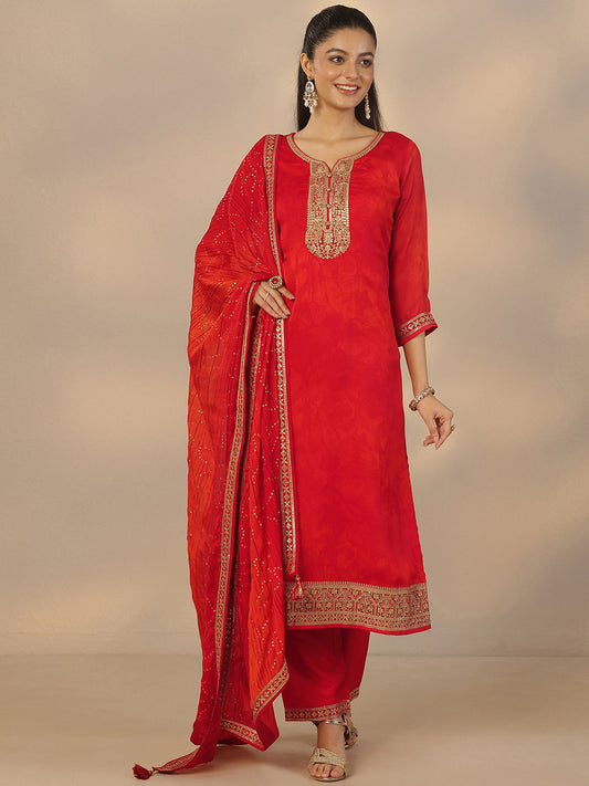 Women Ethnic Motifs Embroidered Regular Kurta with Trousers & With Dupatta