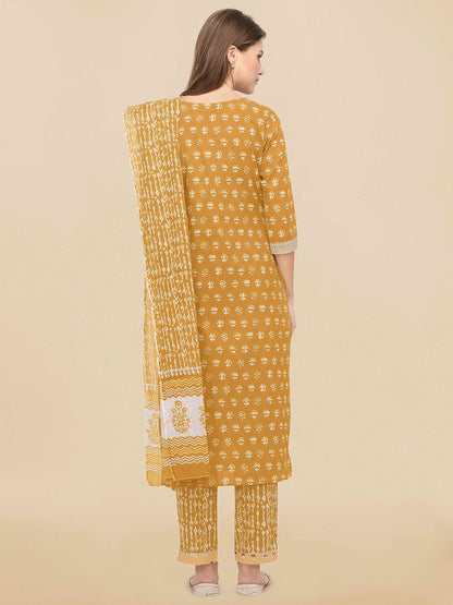 Dhiyona KL Women Mustard Yellow Kurta with Palazzos & With Dupatta