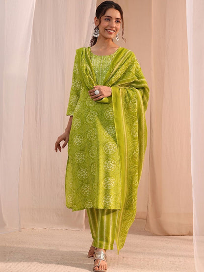 Women Ethnic Motifs Printed Regular Mirror Work Kurta with Trousers & With Dupatta