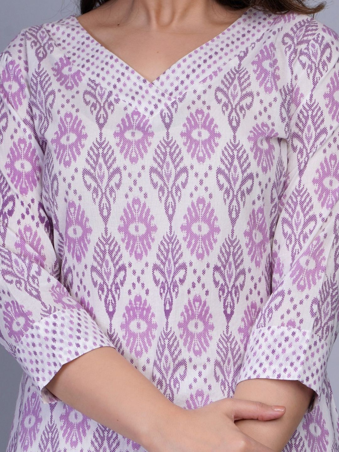 Dhiyona KL Ethnic Motifs Printed Straight Pure Cotton Kurta & Trousers With Dupatta