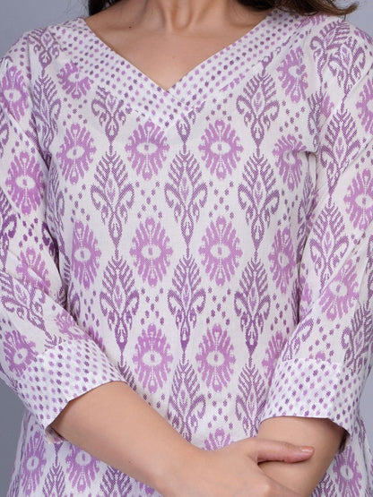 Dhiyona KL Ethnic Motifs Printed Straight Pure Cotton Kurta & Trousers With Dupatta