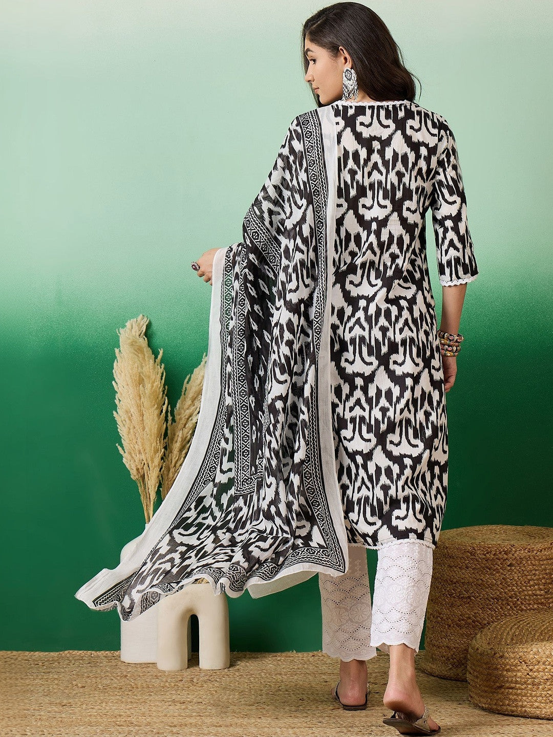 Printed Pure Cotton Round Neck Kurta & Trousers Kurta Set